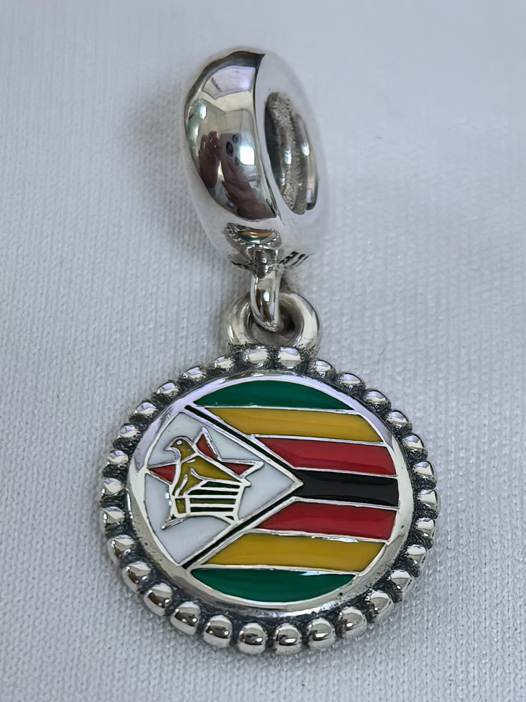 Pandora Flag Of Zimbabwe Exclusive Dangle Charm Pendant, S925 Silver Jewelry
